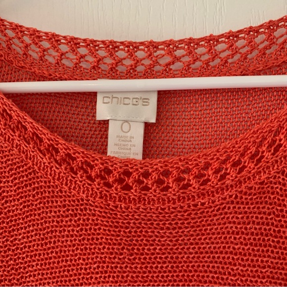 Chico’s deep orange open knit crew neck tee - Picture 3 of 6